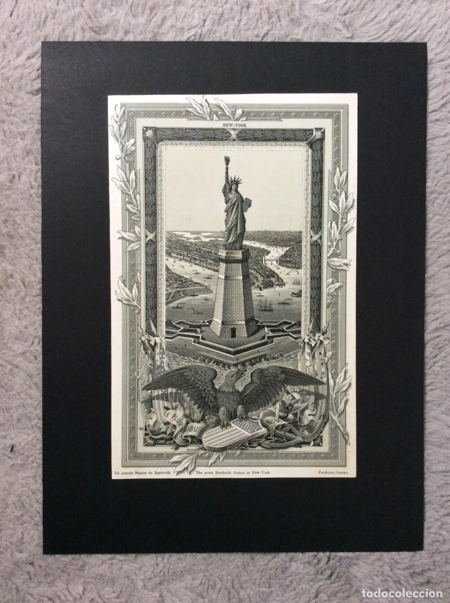 Art: Est&aacute;tua da Liberdade em New York. Pelo escultor Bartholdi. L&aacute;mina antigua