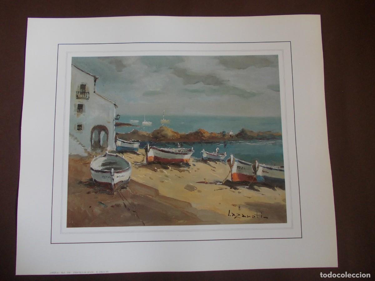 Arte: L&aacute;mina de costera barcas en la costa mediterr&aacute;nea Lazanoti n&aacute;utica verano edici&oacute;n JAPIZUA