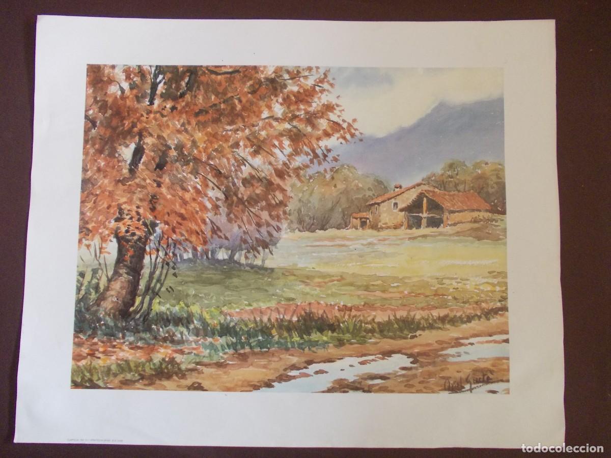 Arte: L&aacute;mina paisaje oto&ntilde;al con casa rural Oriol Gust&aacute; JAPIZUA naturaleza decoraci&oacute;n r&uacute;stica