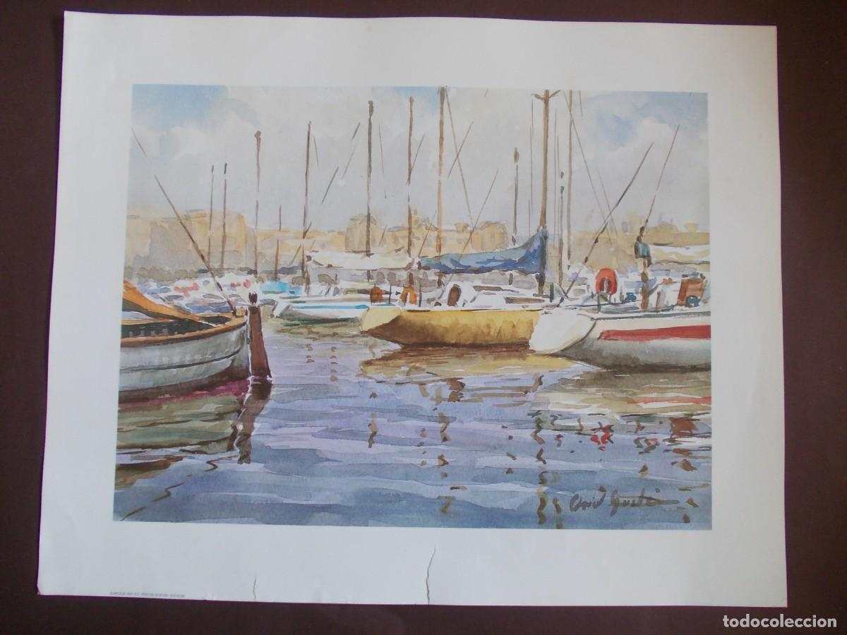 Arte: L&aacute;mina veleros en puerto Oriol Gust&aacute; JAPIZUA marina decoraci&oacute;n n&aacute;utica