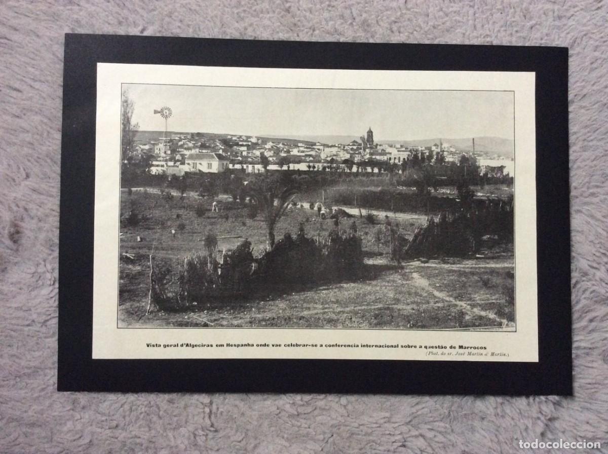 Arte: Vista geral d&acute;Algeciras em Hespanha onde vae celebrar-se a... Marrocos. L&aacute;mina fotogr. de 1905