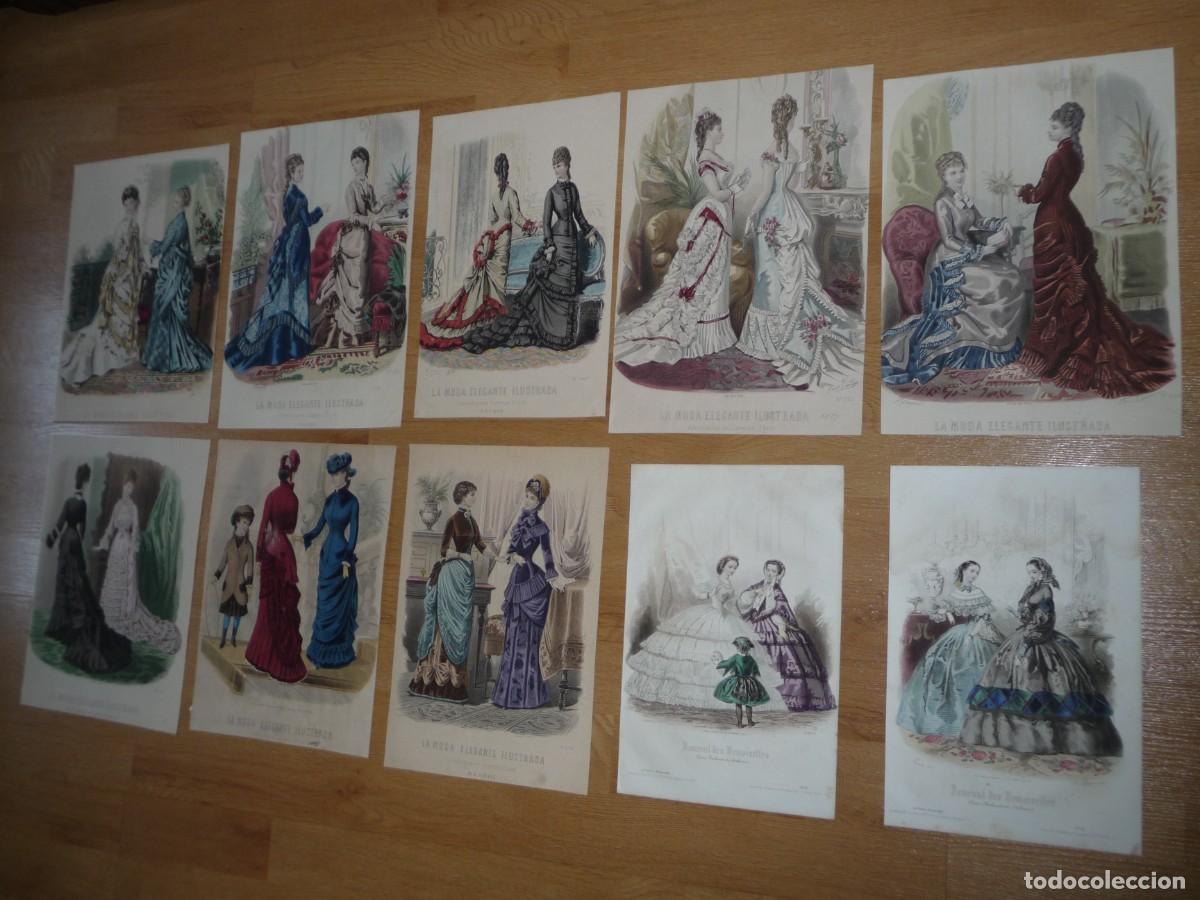 Arte: LOTE 10 LITOGR&Aacute;FIAS DE MODA SIGLO XIX ORIGINALES Y COLOREADAS A MANO