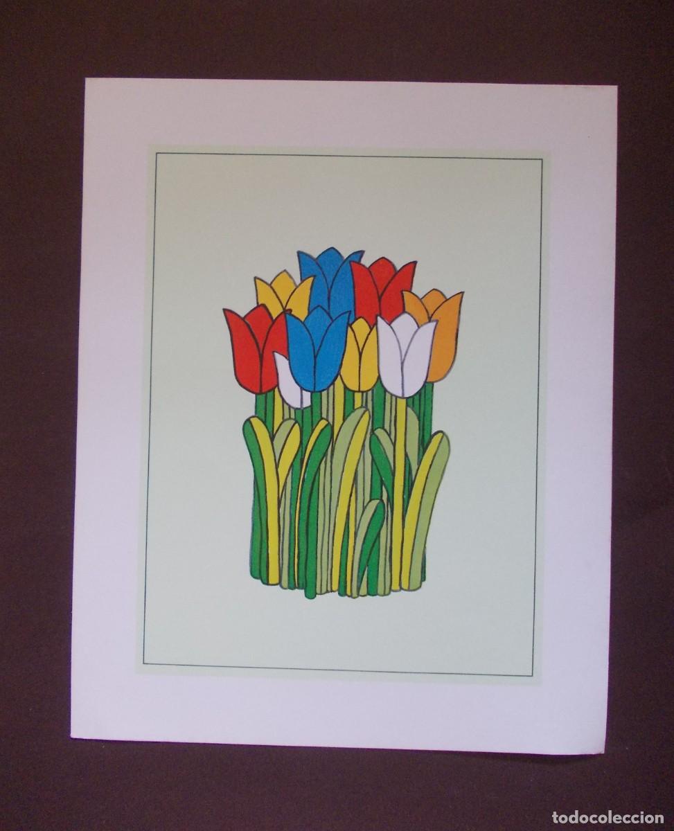 Arte: L&aacute;mina Ramo de tulipanes multicolor ilustraci&oacute;n decorativa dise&ntilde;o gr&aacute;fico edici&oacute;n Japizua