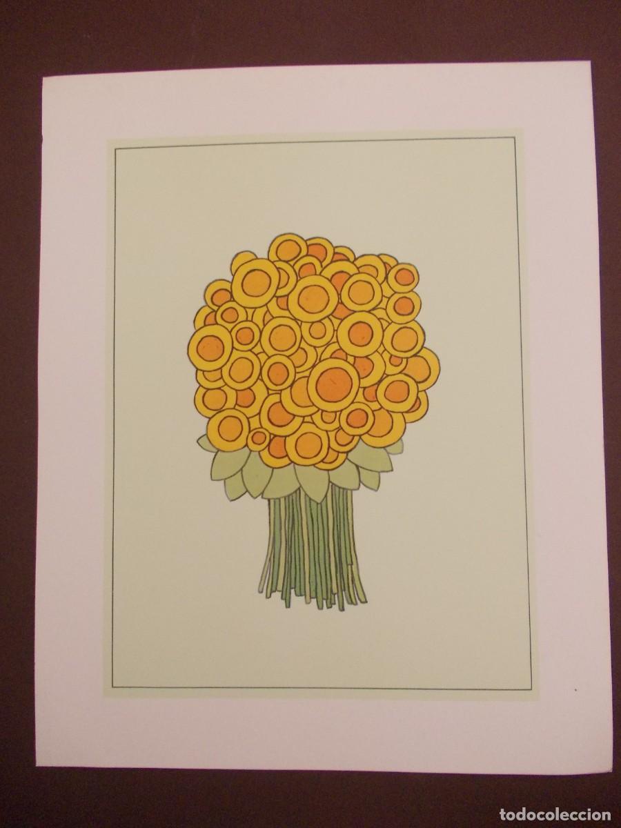 Arte: L&aacute;mina Ramo floral amarillo y naranja ilustraci&oacute;n decorativa dise&ntilde;o gr&aacute;fico edici&oacute;n Japizua