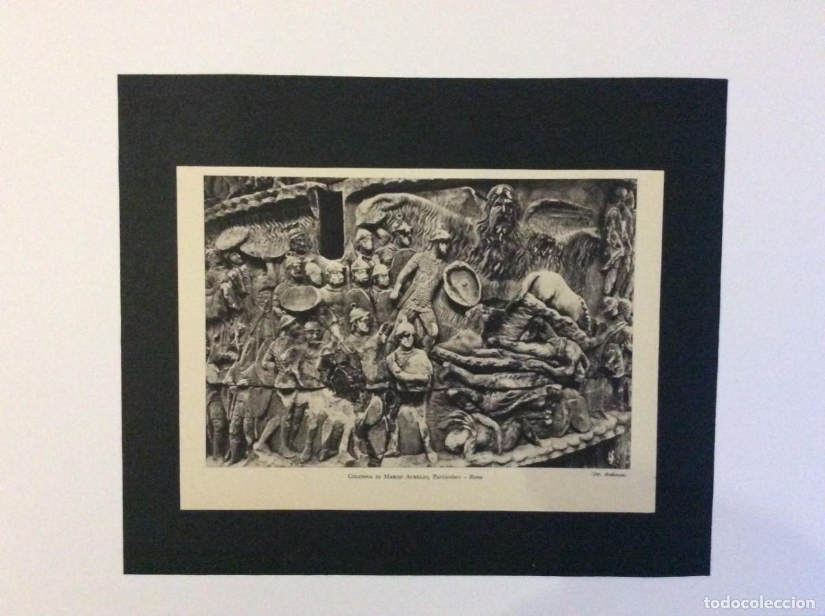 Arte: Colonna di Marco Aurelio, Particolare - Roma. L&aacute;mina fotogr. de 1951