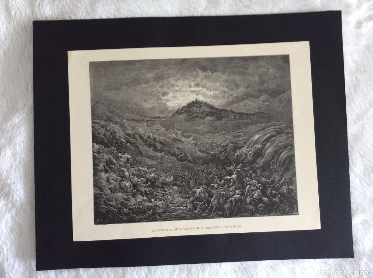 Arte: El ej&eacute;rcito de Pharaon se ahoga en el mar rojo. Imagem B&iacute;blica do Antigo Testamento do s&eacute;c. XIX