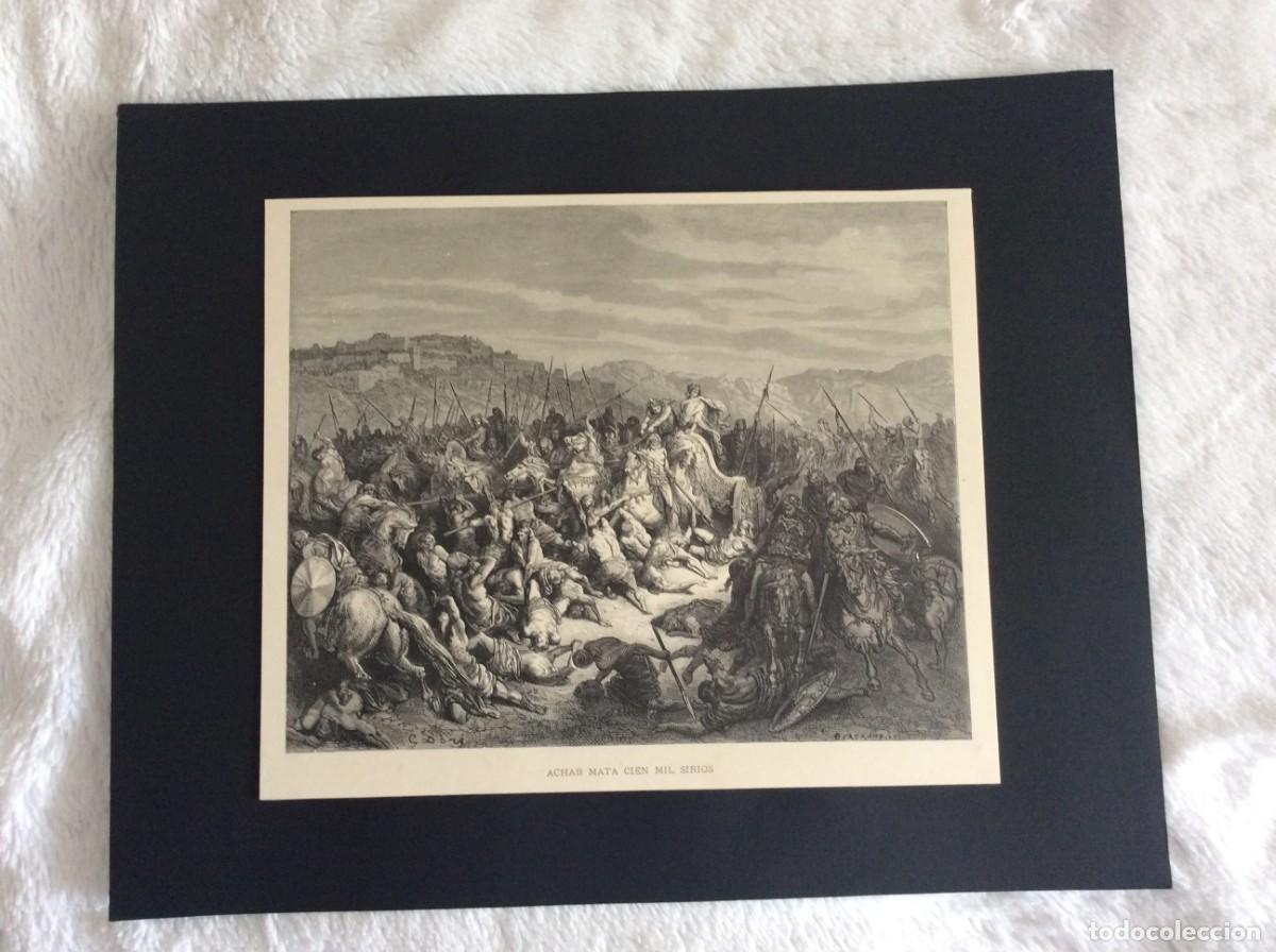 Arte: Achab mata cien mil siriOs. Imagem B&iacute;blica do Antigo Testamento, s&eacute;culo XIX