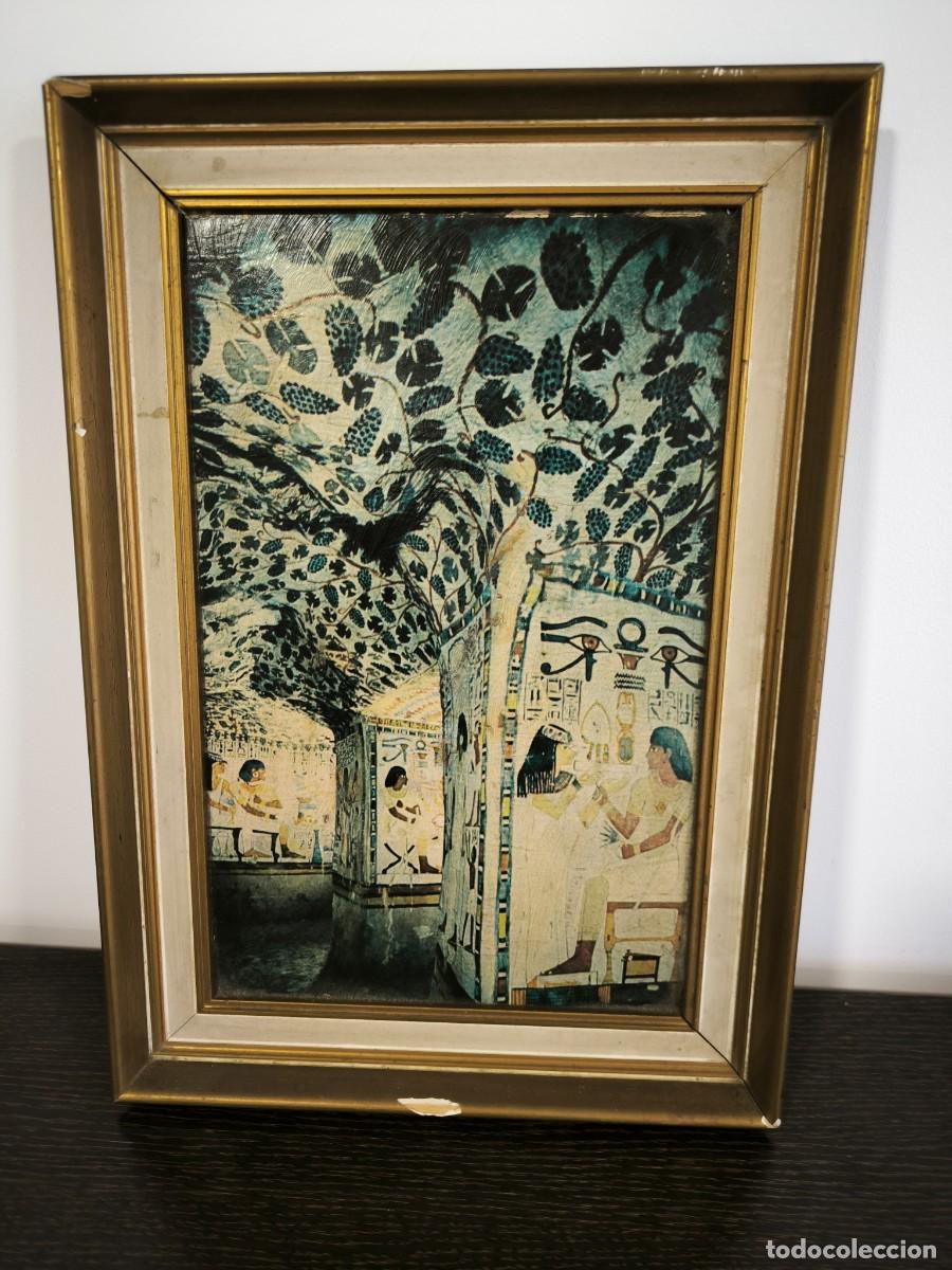 Arte: Cuadro Decorativo Egipcio En Madera 43 Cm &ndash; Fotograf&iacute;a Impresa Y Barnizada Con Marco Dorado
