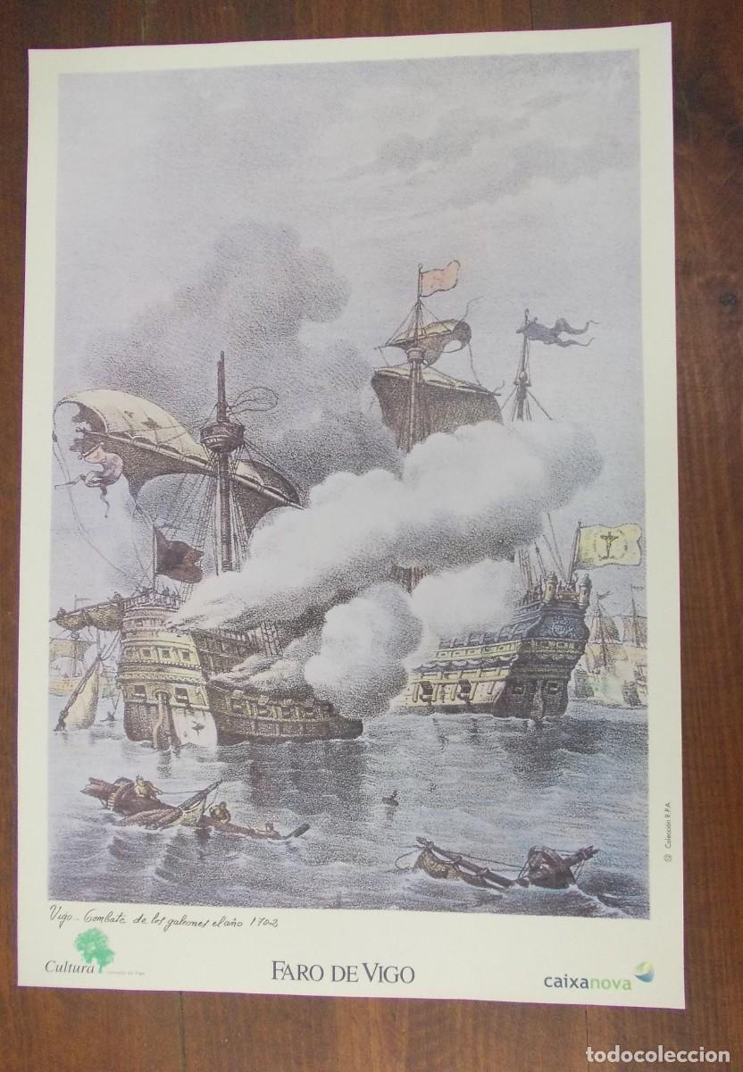 Arte: L&aacute;mina Combate de los Galeones Vigo ilustraci&oacute;n hist&oacute;rica Batalla de rande naval