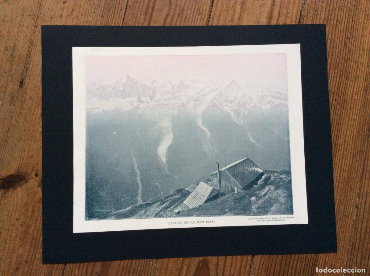 Arte: L&acute;aurore sur le Mont - Blanc. L&aacute;mina fotogr&aacute;fica monocrom&aacute;tica do s&eacute;culo XIX