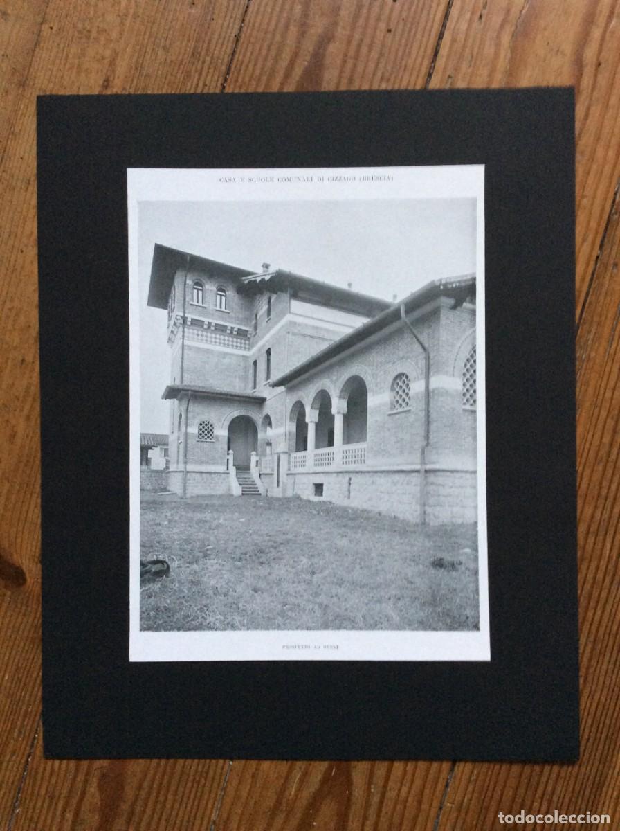 Arte: Casa e scuole comunali di Cizzago ( Brescia ). L&aacute;mina fotogr. italiana de 1915