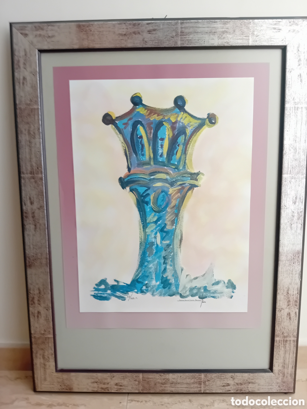 Arte: Pintura lamina numerada campanar Burriana firma LULA 63/100 a&ntilde;o 2006