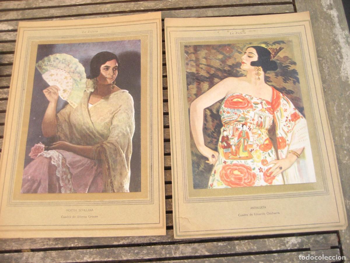 Arte: antigua l&aacute;mina Mocita Sevillana de Alfonso Grosso . Andalucia . Chicharro Revista La Esfera