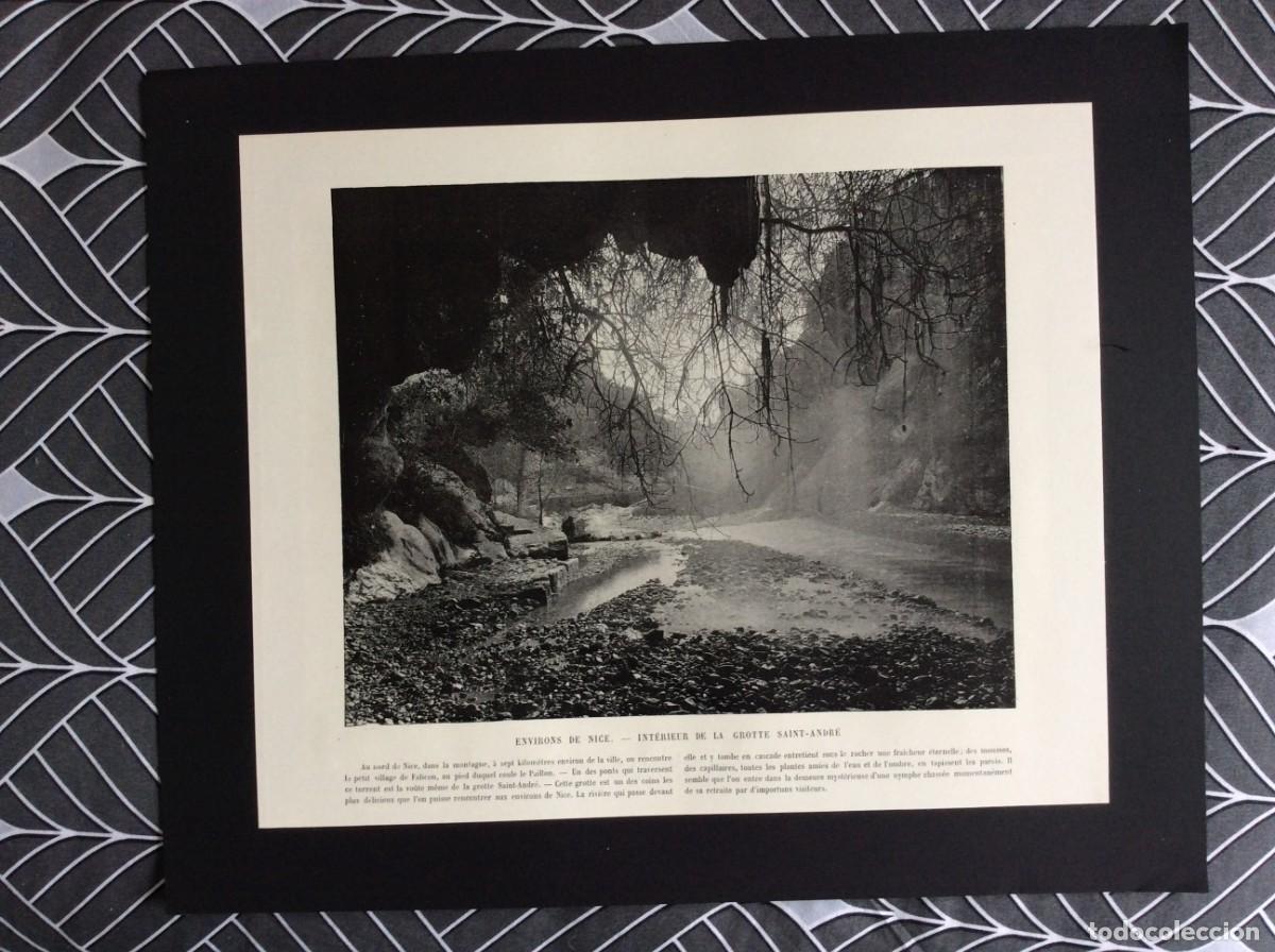 Arte: Environs de Nice - Int&eacute;rieur de la grotte Saint - Andr&eacute; -L&aacute;mina fotogr. monocr. do s&eacute;c. XIX