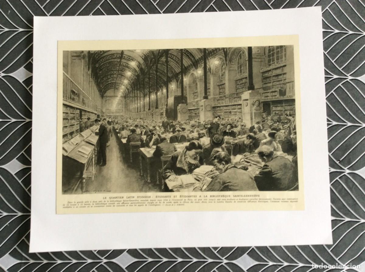 Arte: Le Quartier Studieux: &Eacute;tudiants et &eacute;tudiantes a la Biblioth&egrave;que Saint Genevi&egrave;ve. L&aacute;mina de 1930