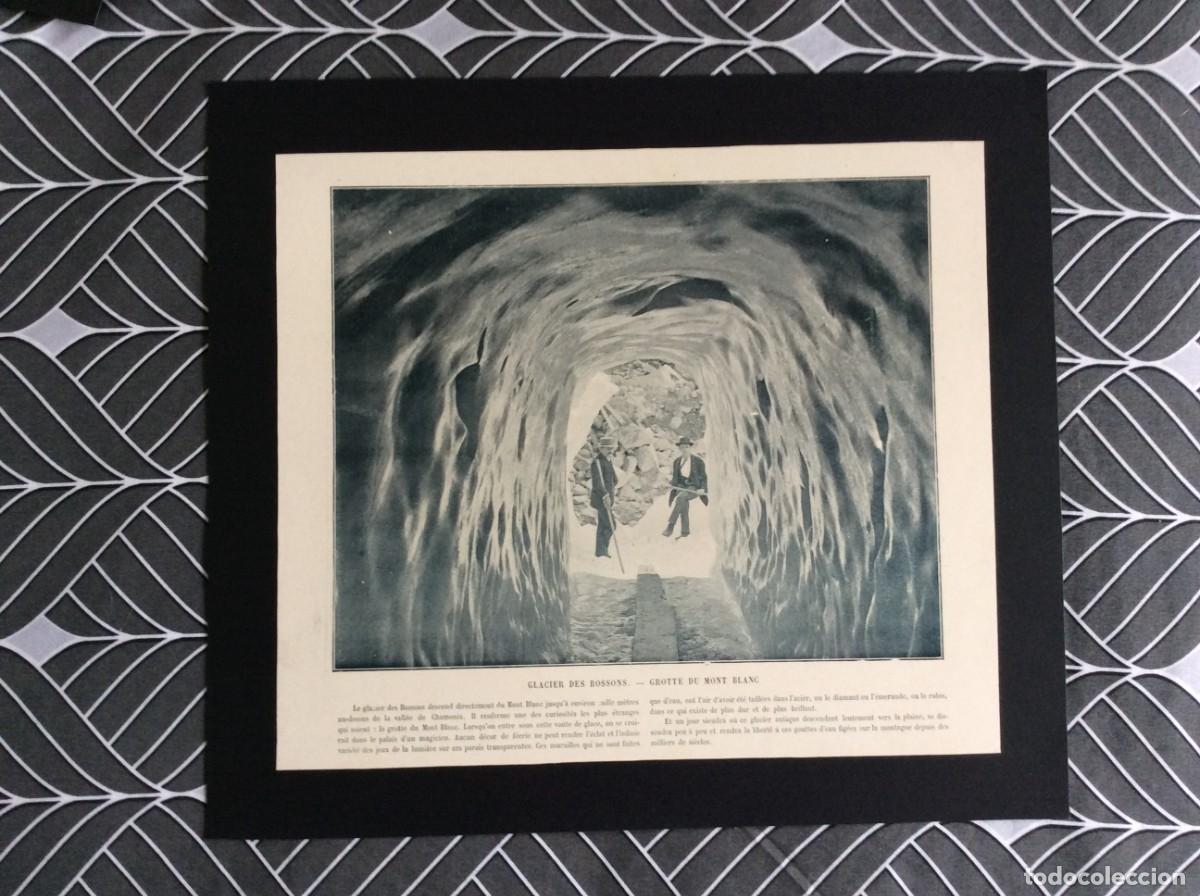 Art: Glacier des Bossons - Grotte du Mont Blanc. L&aacute;mina fotogr. monocrom&aacute;tica do s&eacute;c. XIX.