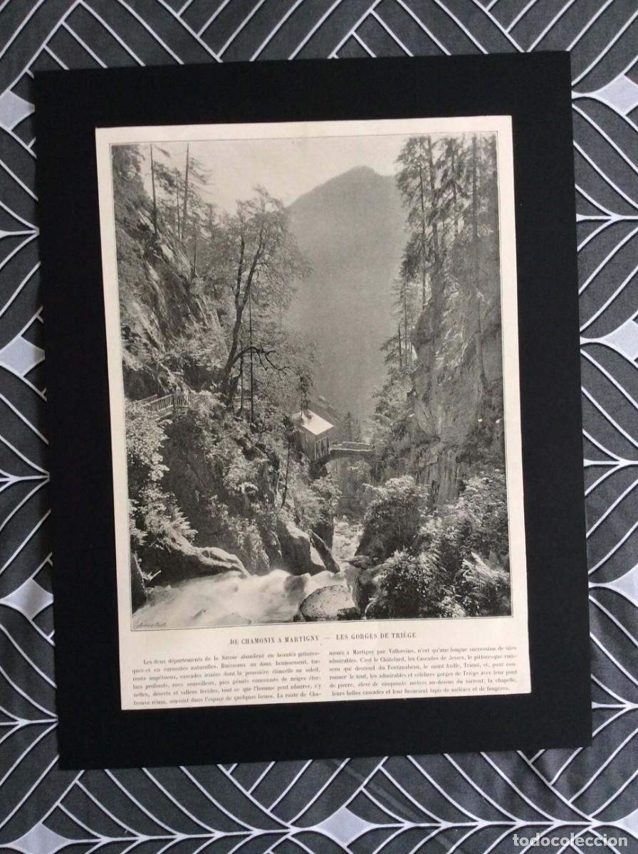 Art: De Chamonix a Martigny - Les Gorges de Tri&egrave;ge. L&aacute;mina fotogr. monocrom&aacute;tica do s&eacute;c. XIX.