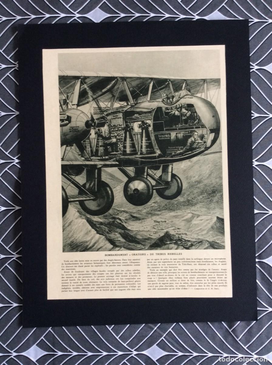 Art: Bombardeamento ingl&ecirc;s &agrave;s tribos rebeldes, nas vilas curdas ocupadas. L&aacute;mina de 1933