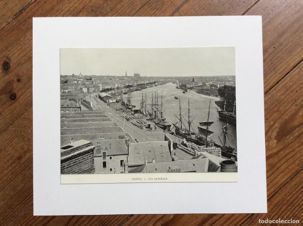 Arte: Nantes - Vue g&eacute;n&eacute;rale. L&aacute;mina fotograf. monocrom&aacute;tica do s&eacute;c. XIX.