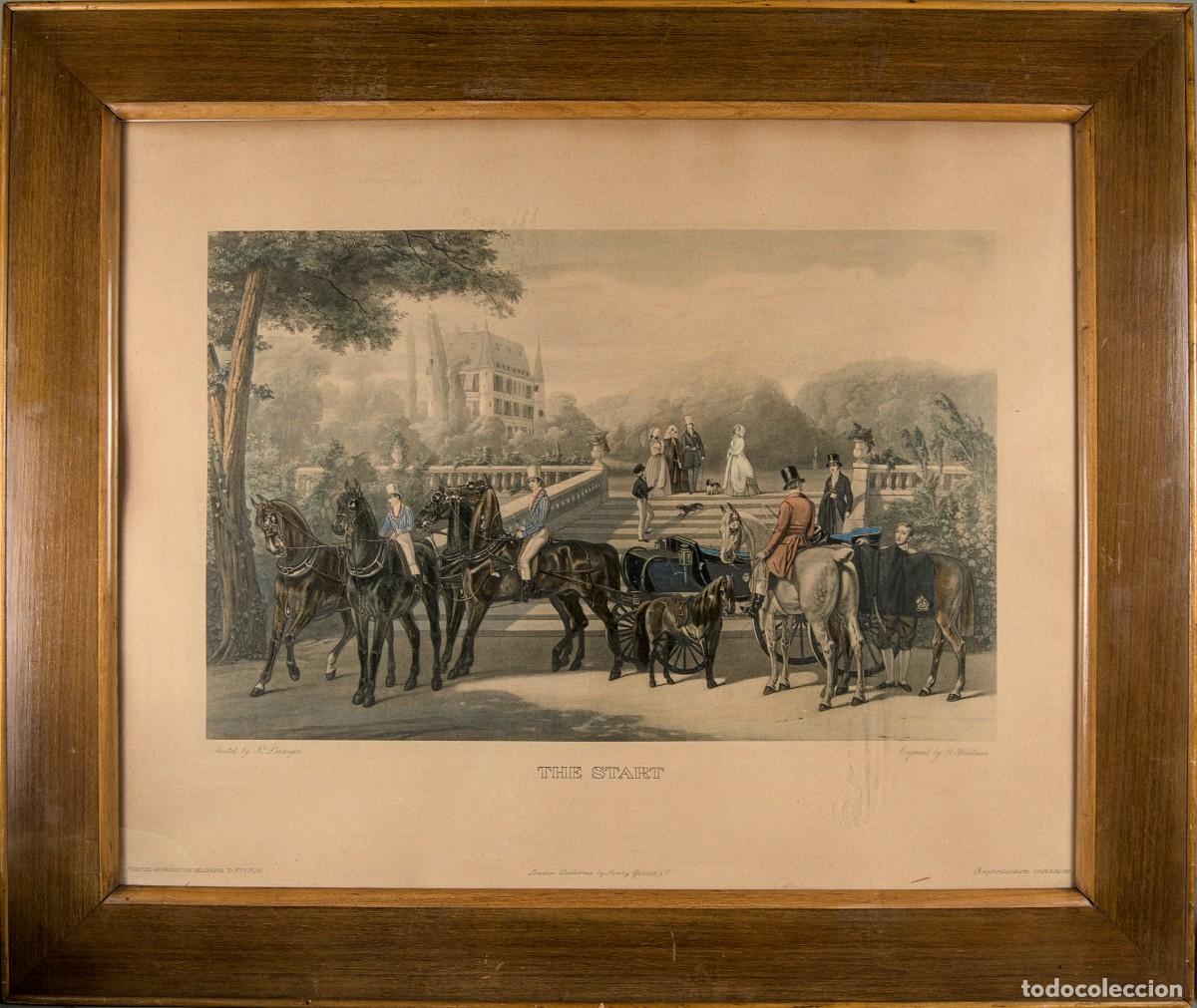 Arte: Cuadro Estilo Ingl&eacute;s - Escena Ecuestre &rdquo;The Start&rdquo; (J. Barenger) - Gran Formato 63x75