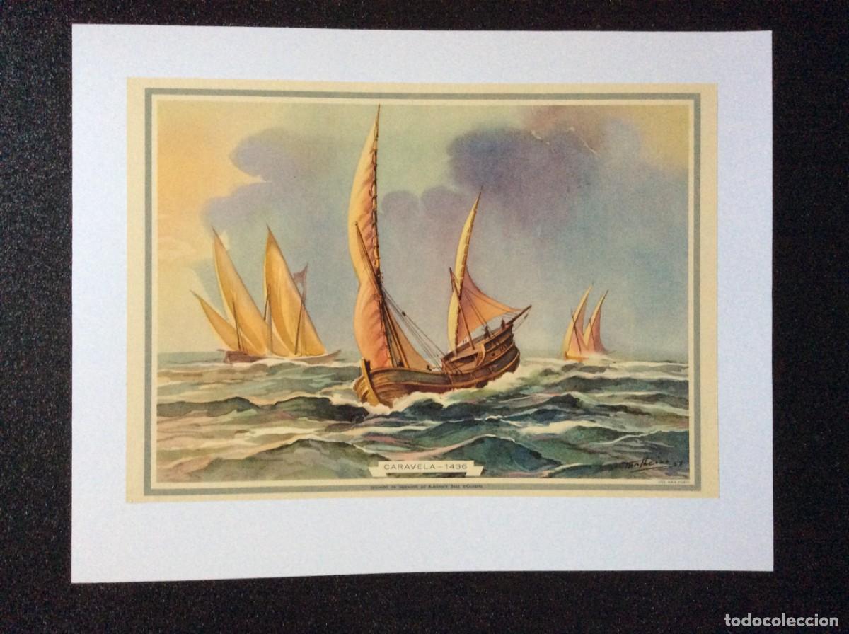 Arte: Caravela - 1436. Magnifica ilustra&ccedil;&atilde;o de 1952 segundo o desenho do Almirante Jo&atilde;o Braz de Oliveira