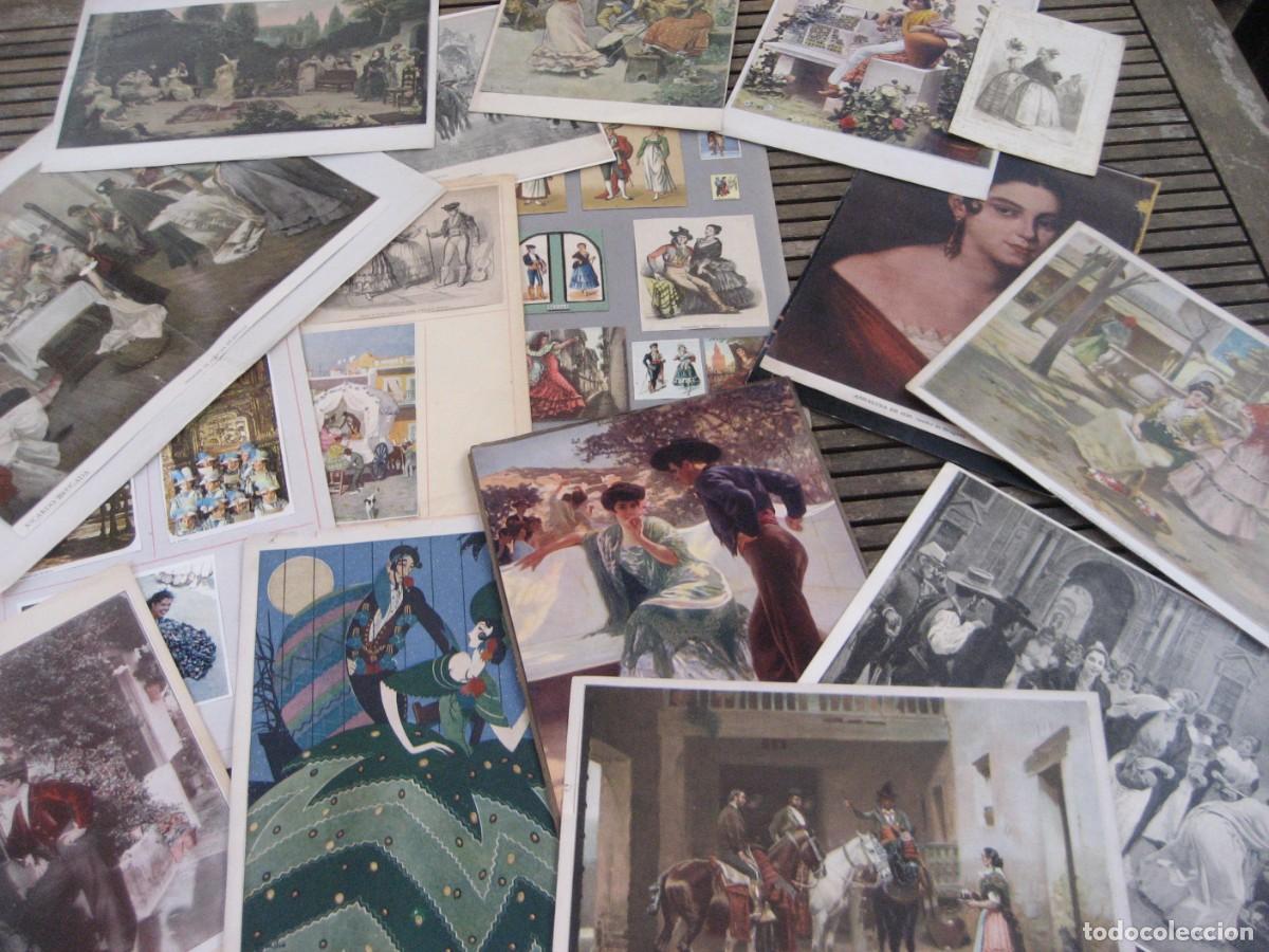 Arte: interesante recopilacion recortes y lamina antiguas Sevilla , cigarreras indumentaria tipos escenas
