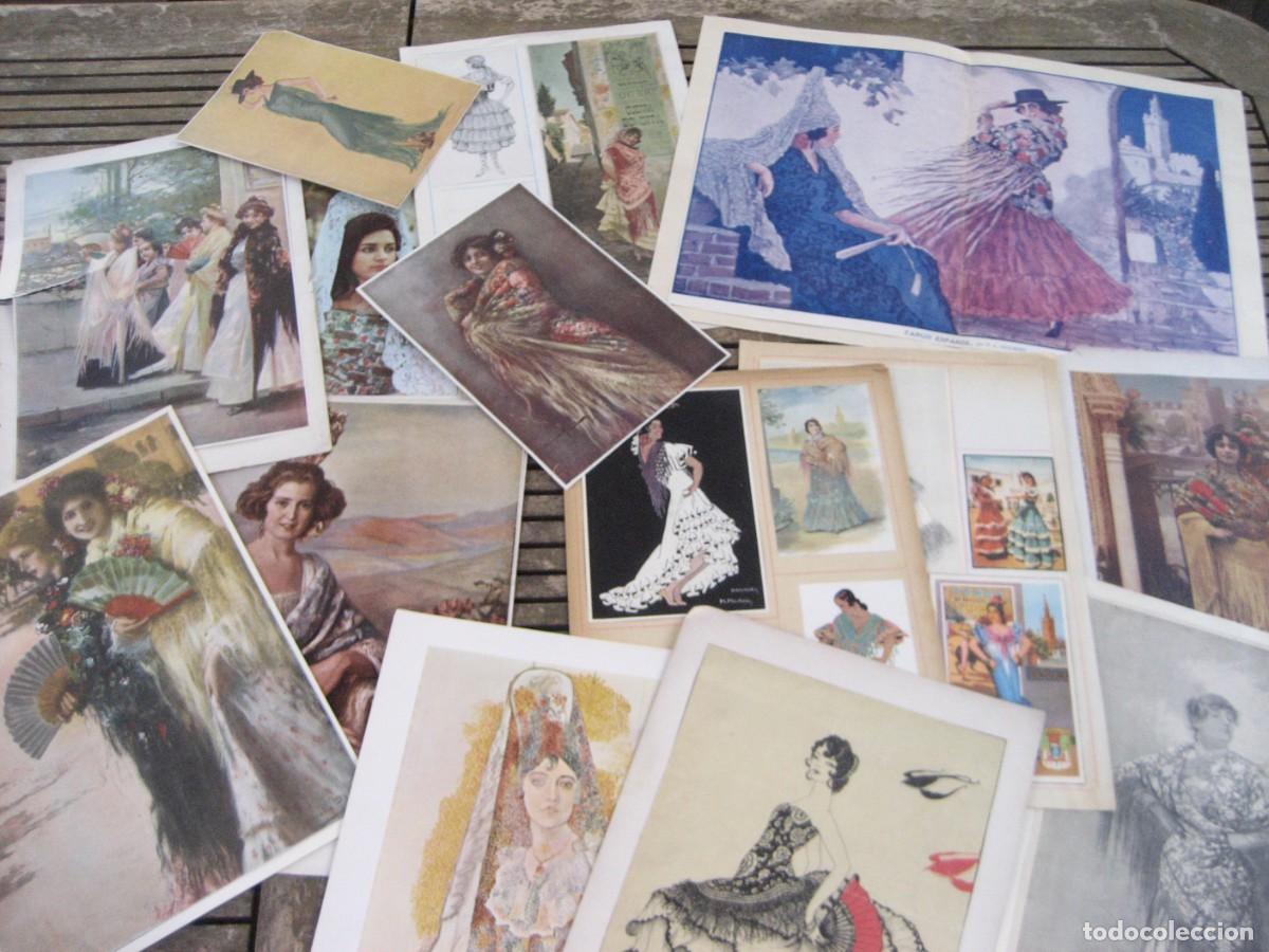 Arte: Interesante recopilaci&oacute;n de laminas y recortes antiguos de mujeres con mant&oacute;n y peineta . Andalucia