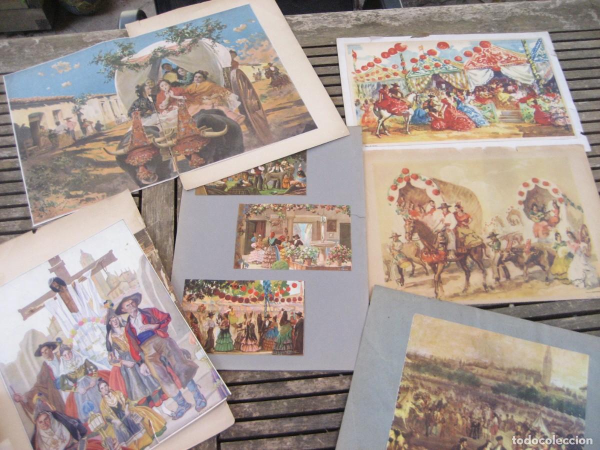 Arte: interesante recopilaci&oacute;n de laminas y recortes antiguos Feria de Abril y romeria