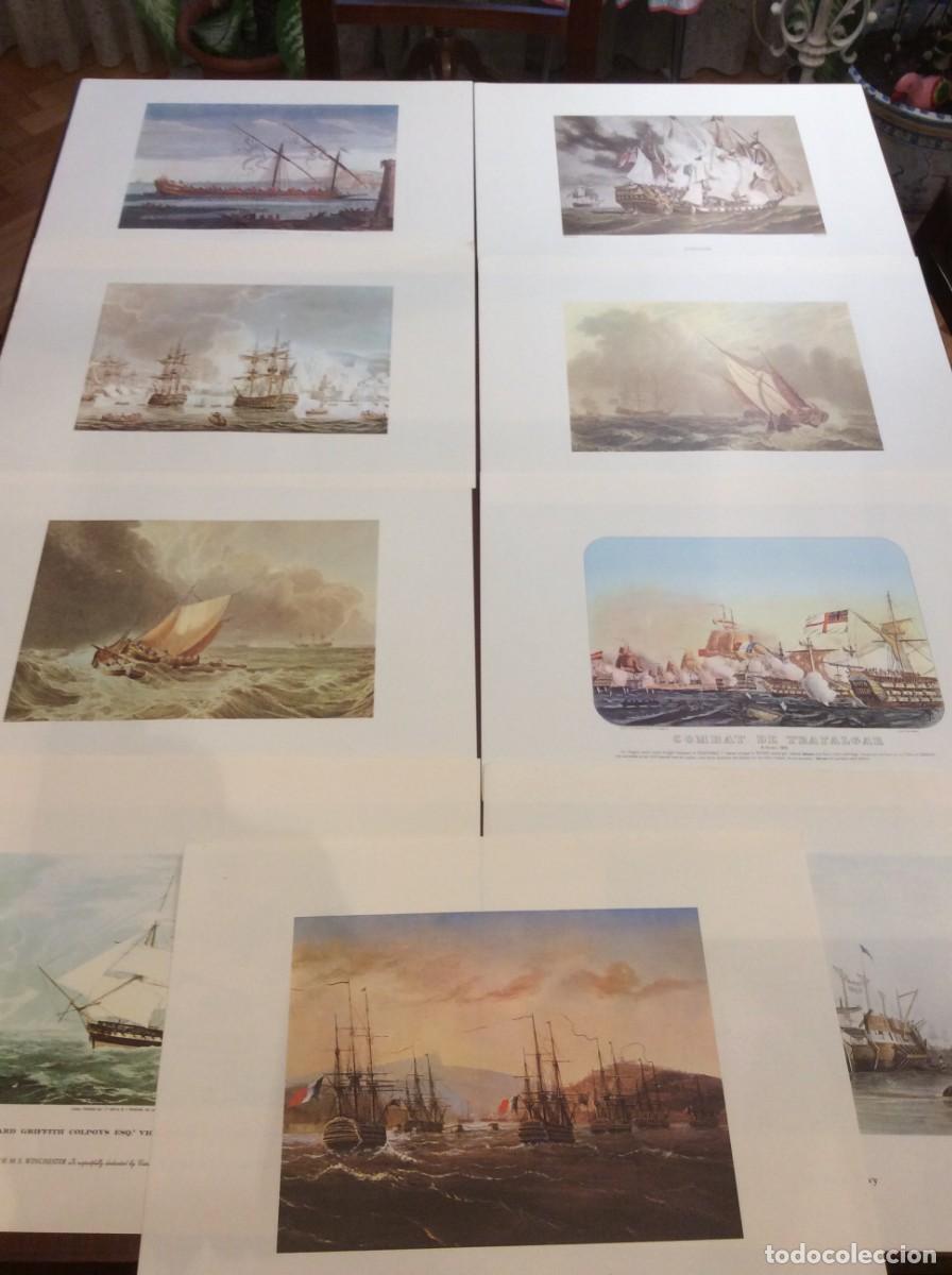 Arte: COLECCI&Oacute;N DE 9 L&Aacute;MINAS ANTIGUAS CON GRABADOS DE BARCOS
