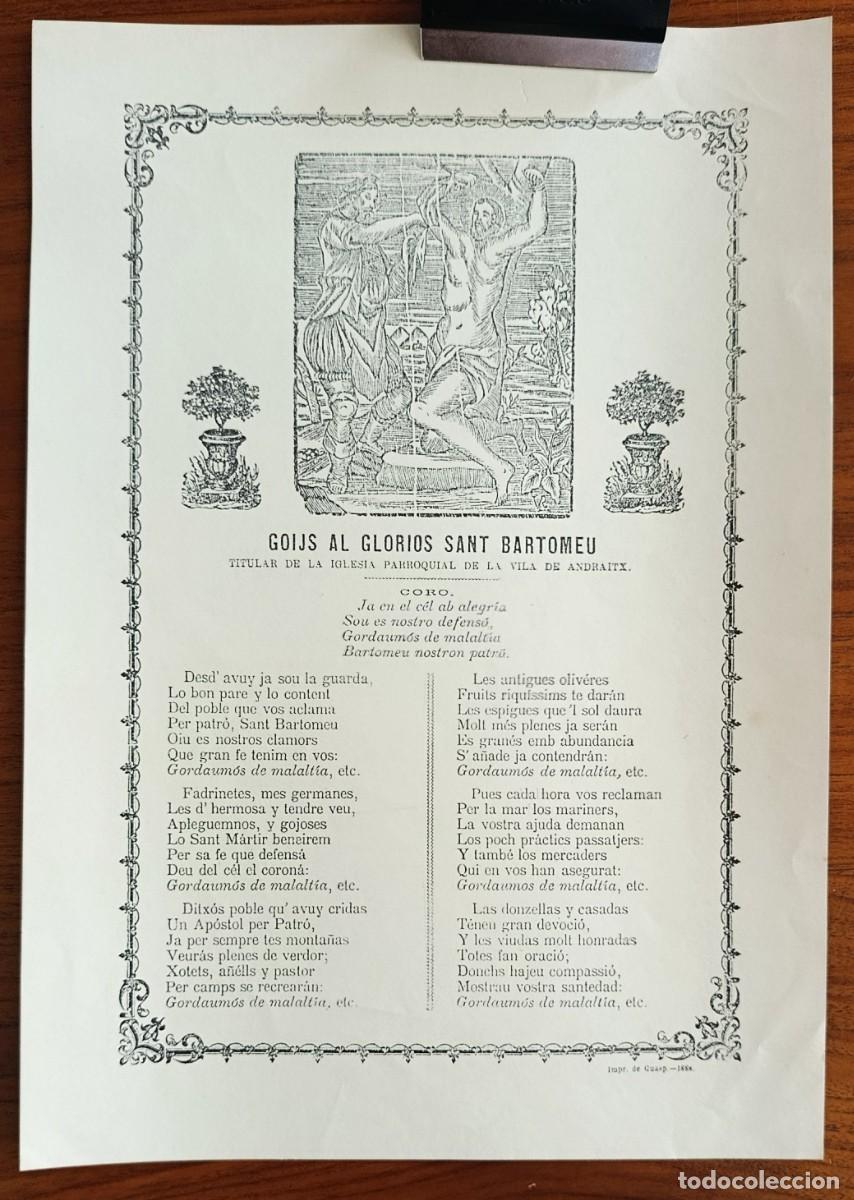 Arte: GOIGS AL GLORI&Oacute;S SANT BARTOMEU DE LA VILA DE ANDRAITX. MALLORCA, 1989.