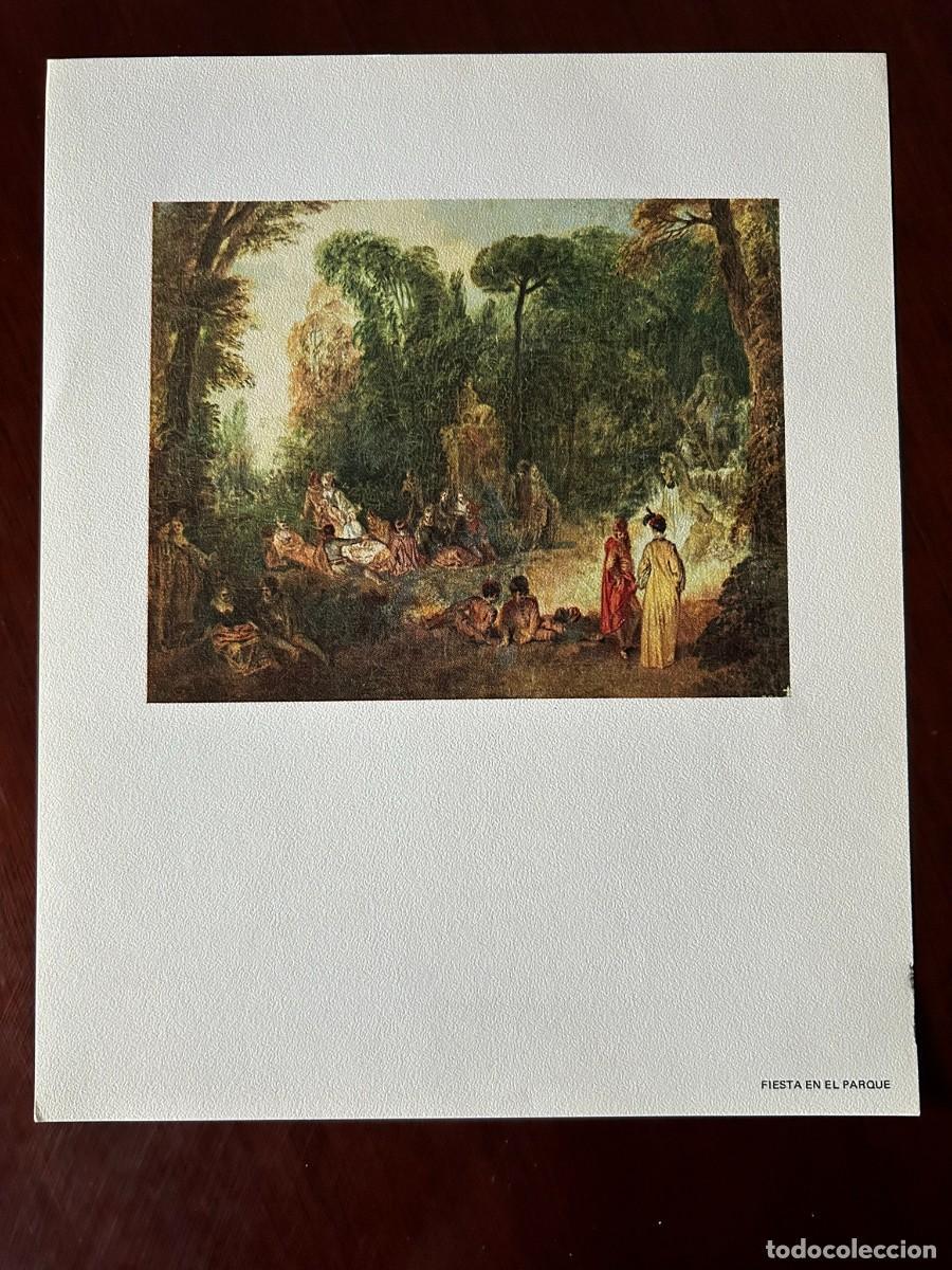 Arte: FIESTA EN EL PARQUE - JEAN-ANTOINE WATTEAU &ndash; MUSEO DEL PRADO MADRID L&Aacute;MINA PUBLICITARIA ABELL&Oacute; 1970