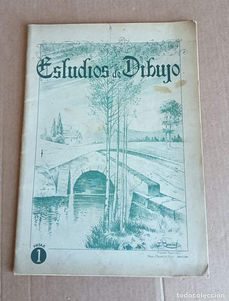 Arte: ESTUDIO DE DIBUJO Paisaje 1 - Miguel A. Savatella ed. Barcelona - 4 laminas