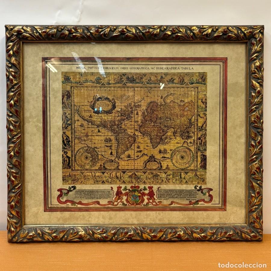 Arte: Reproducci&oacute;n en Pergamino Mapamundi Antiguo