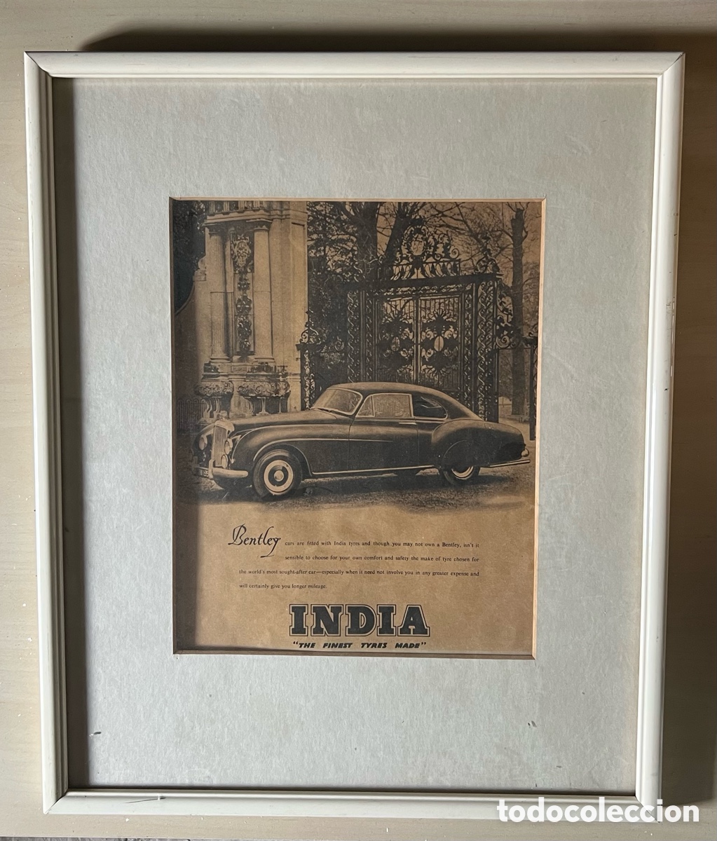 Arte: BENTLEY.., Modelo India.. Publicidad antigua enmarcada.. (h.1950?) Medidas: 80 x 50 cm