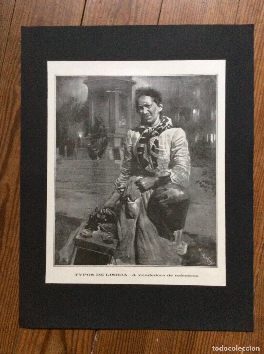 Arte: Typos de Lisboa - A vendedora de refrescos - L&aacute;mina fotogr&aacute;fica de 1905