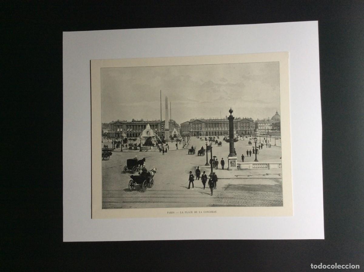 Arte: Paris. La Place de la Concorde. L&aacute;mina Fotogr. monocrom&aacute;tica de 18??