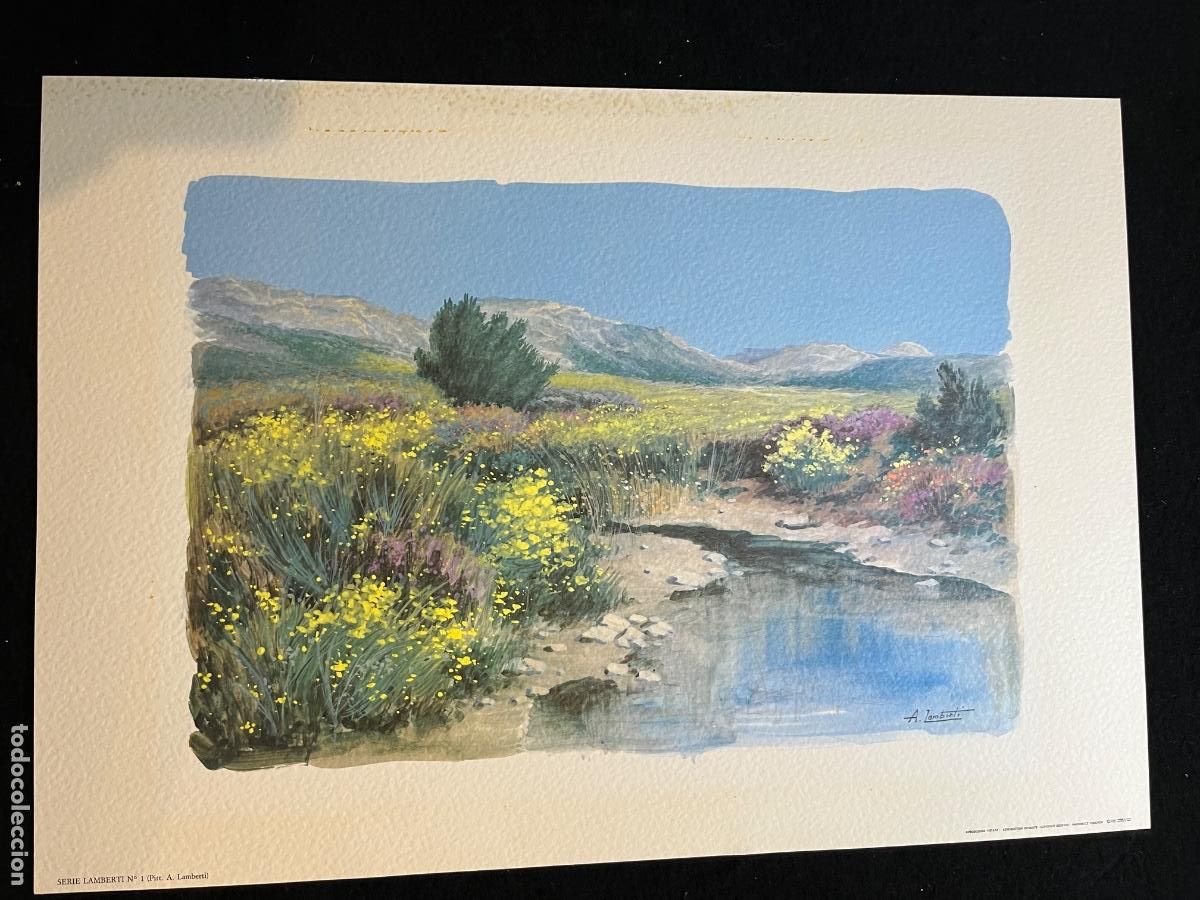 Arte: L&aacute;mina impresionista S&eacute;rie Lambert n&ordm;1 paisaje monta&ntilde;a vintage arte decorativo franc&eacute;s retro