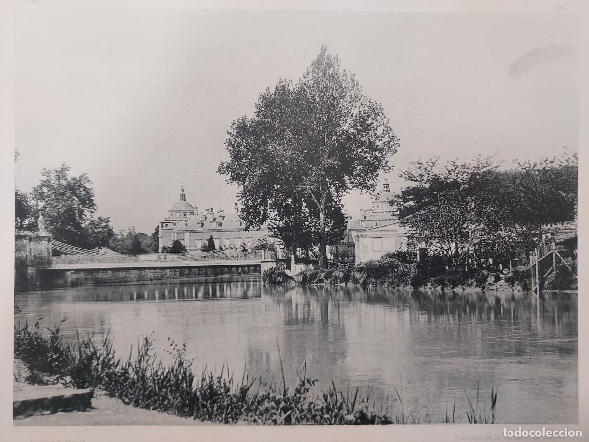 Arte: Fototipia a&ntilde;o 1891: ARANJUEZ. VISTA DESDE EL JARDIN DEL PRINCIPE. Espa&ntilde;a Ilustrada. Hauser Menet