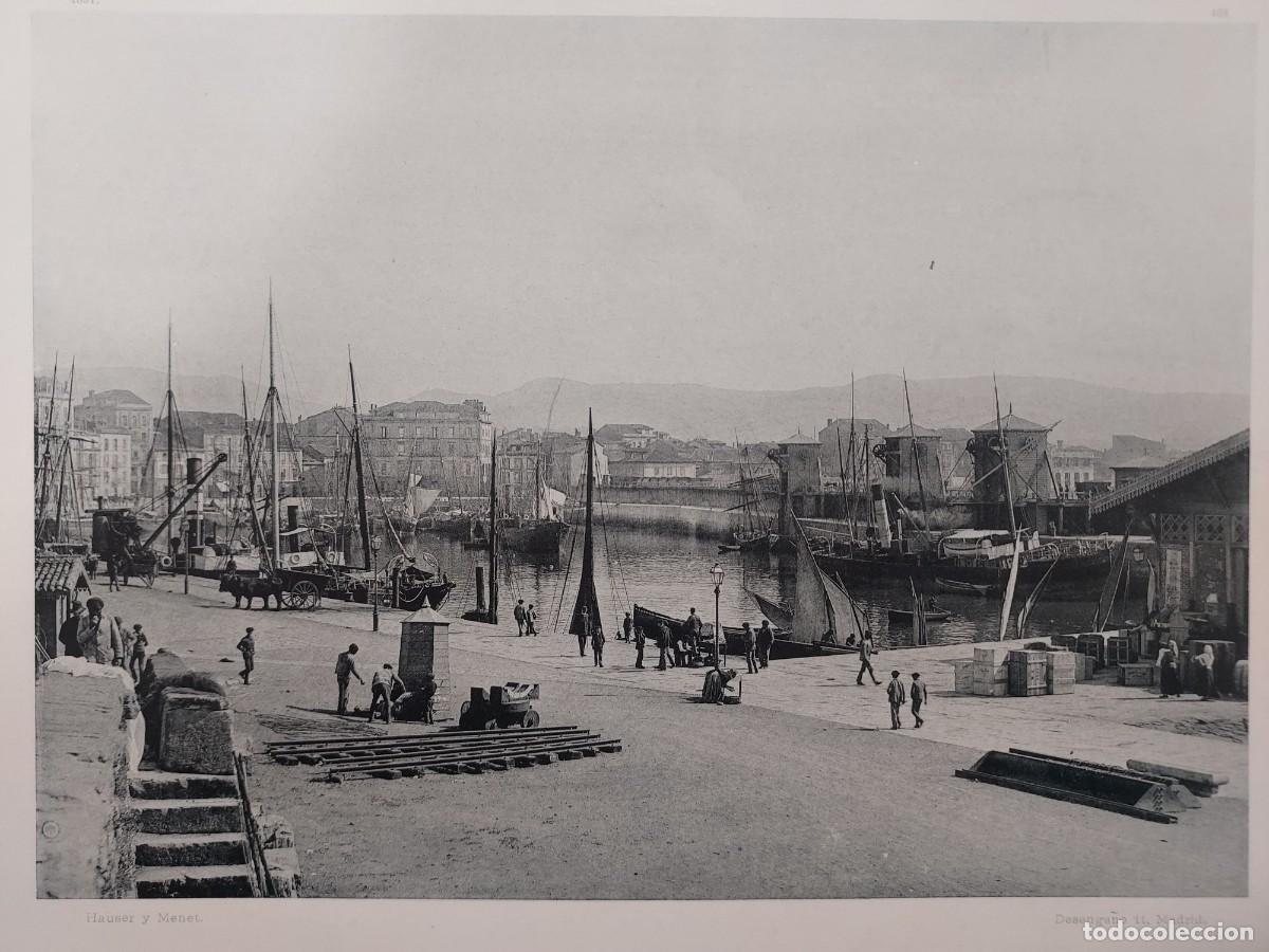 Arte: Fototipia a&ntilde;o 1891: GIJ&Oacute;N. EL PUERTO VIEJO. Espa&ntilde;a Ilustrada. Hauser Menet. 32x25.