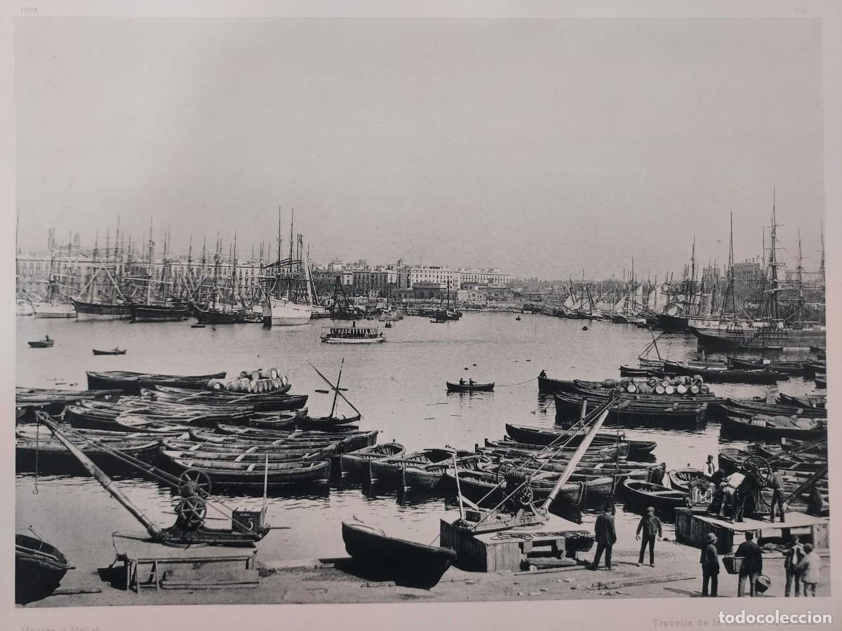 Arte: Fototipia a&ntilde;o 1892: BARCELONA. DETALLE DEL PUERTO. Espa&ntilde;a Ilustrada. Hauser Menet. 32x25.