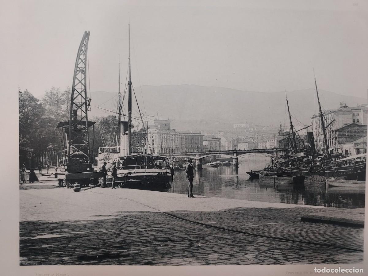 Arte: Fototipia a&ntilde;o 1891: BILBAO. EL MUELLE DEL ARENAL. Espa&ntilde;a Ilustrada. Hauser Menet. 32x25.
