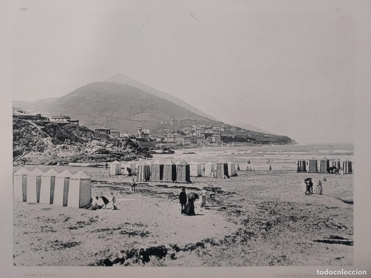 Arte: Fototipia a&ntilde;o 1891: BILBAO. LA PLAYA DE PORTUGALETE Y SANTURCE. Espa&ntilde;a Ilustrada. Hauser Menet.