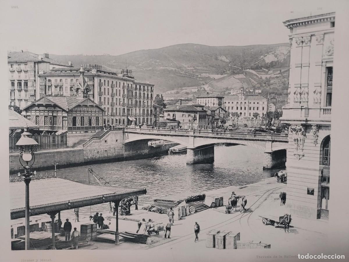 Art: Fototipia a&ntilde;o 1891: BILBAO. EL PUENTE ISABEL II. Espa&ntilde;a Ilustrada. Hauser Menet. 32X25