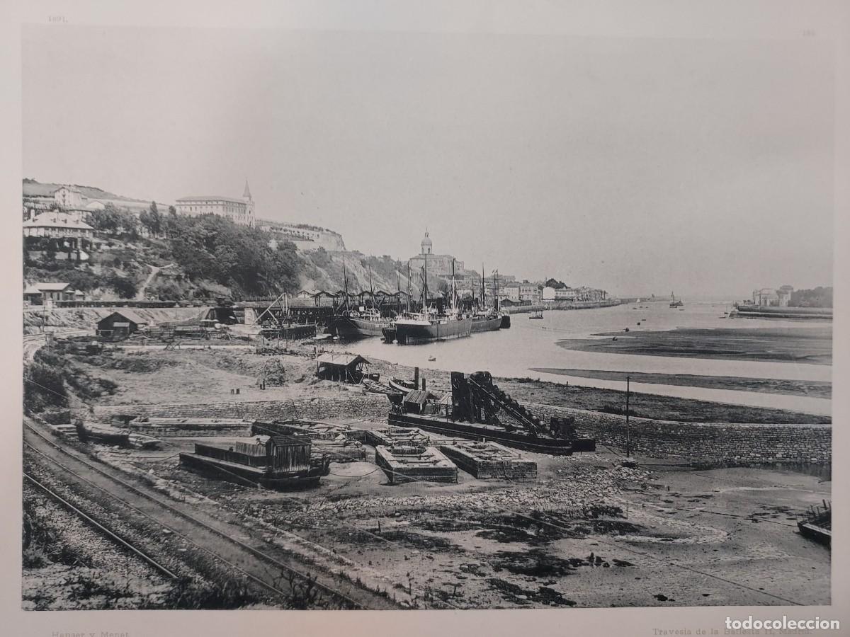 Art: Fototipia a&ntilde;o 1891: BILBAO. ENTRADA DE PORTUGALETE. Espa&ntilde;a Ilustrada. Hauser Menet. 32X25