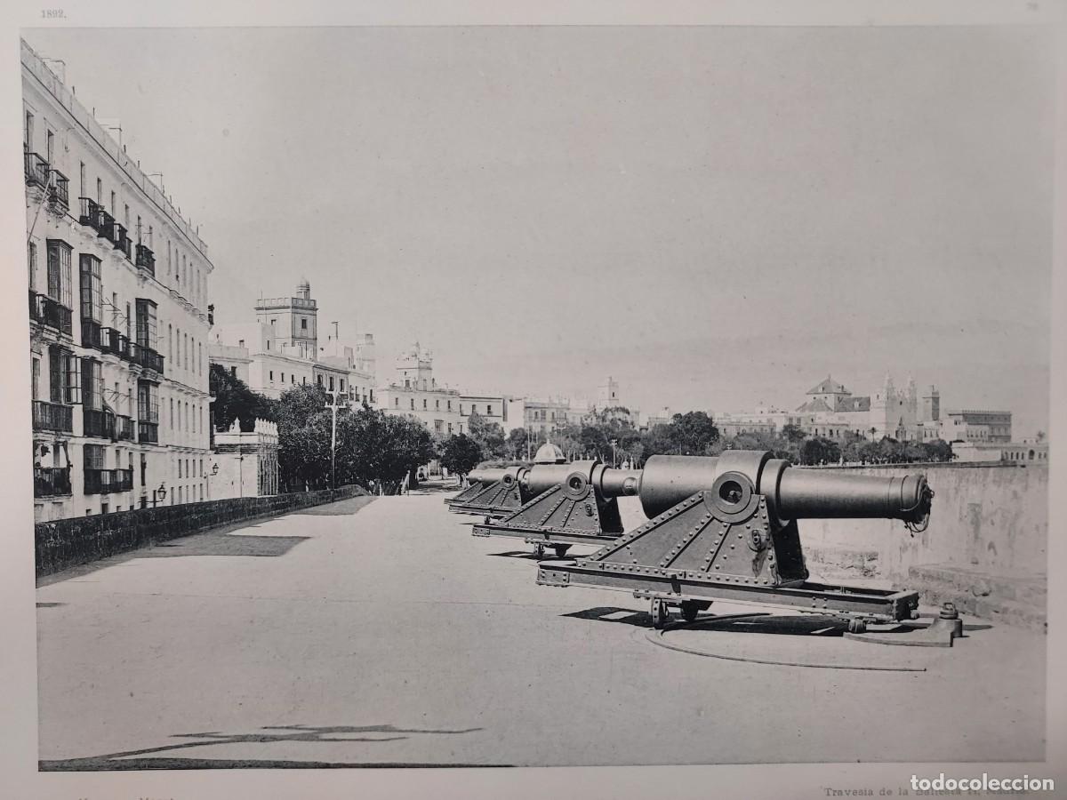 Arte: Fototipia a&ntilde;o 1892: C&Aacute;DIZ. VISTA DESDE SAN CARLOS. Espa&ntilde;a Ilustrada. Hauser Menet. 32X25