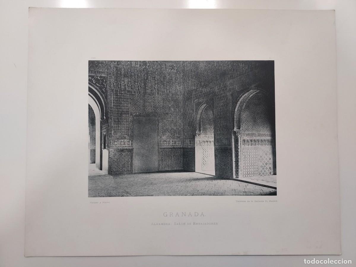 Arte: Fototipia a&ntilde;o 1892: GRANADA. ALHAMBRA: SAL&Oacute;N DE EMBAJADORES. Espa&ntilde;a Ilustrada. Hauser Menet. 32X25