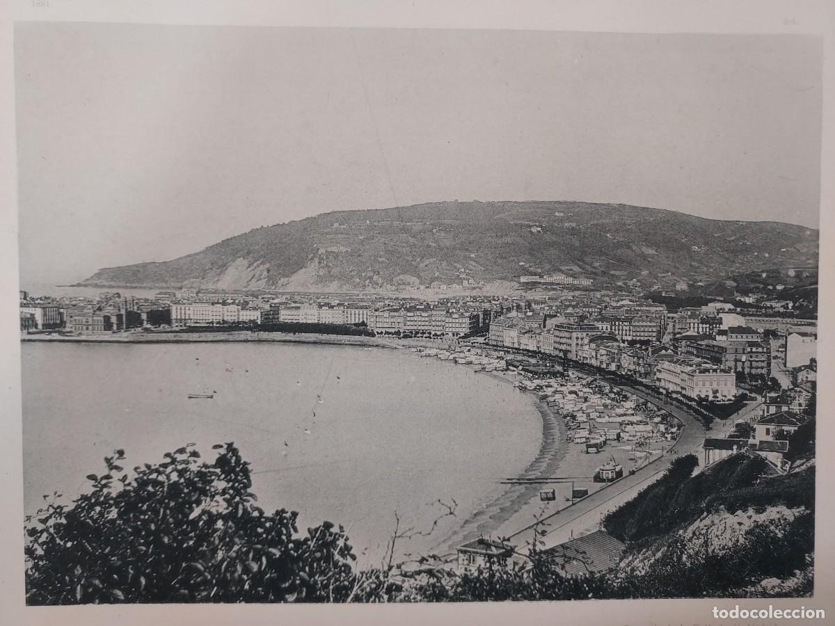 Arte: Fototipia a&ntilde;o 1891: SAN SEBASTIAN. CONCHA DESDE EL MOLINO DEL VIENTO. Espa&ntilde;a Ilustrada. Hauser Menet