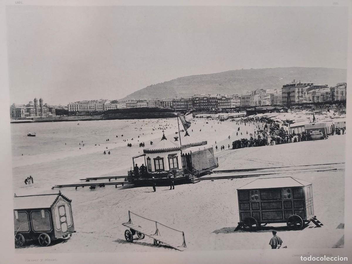 Arte: Fototipia a&ntilde;o 1891: SAN SEBASTIAN. PLAYA DE BA&Ntilde;OS. Espa&ntilde;a Ilustrada. Hauser Menet. 32x25
