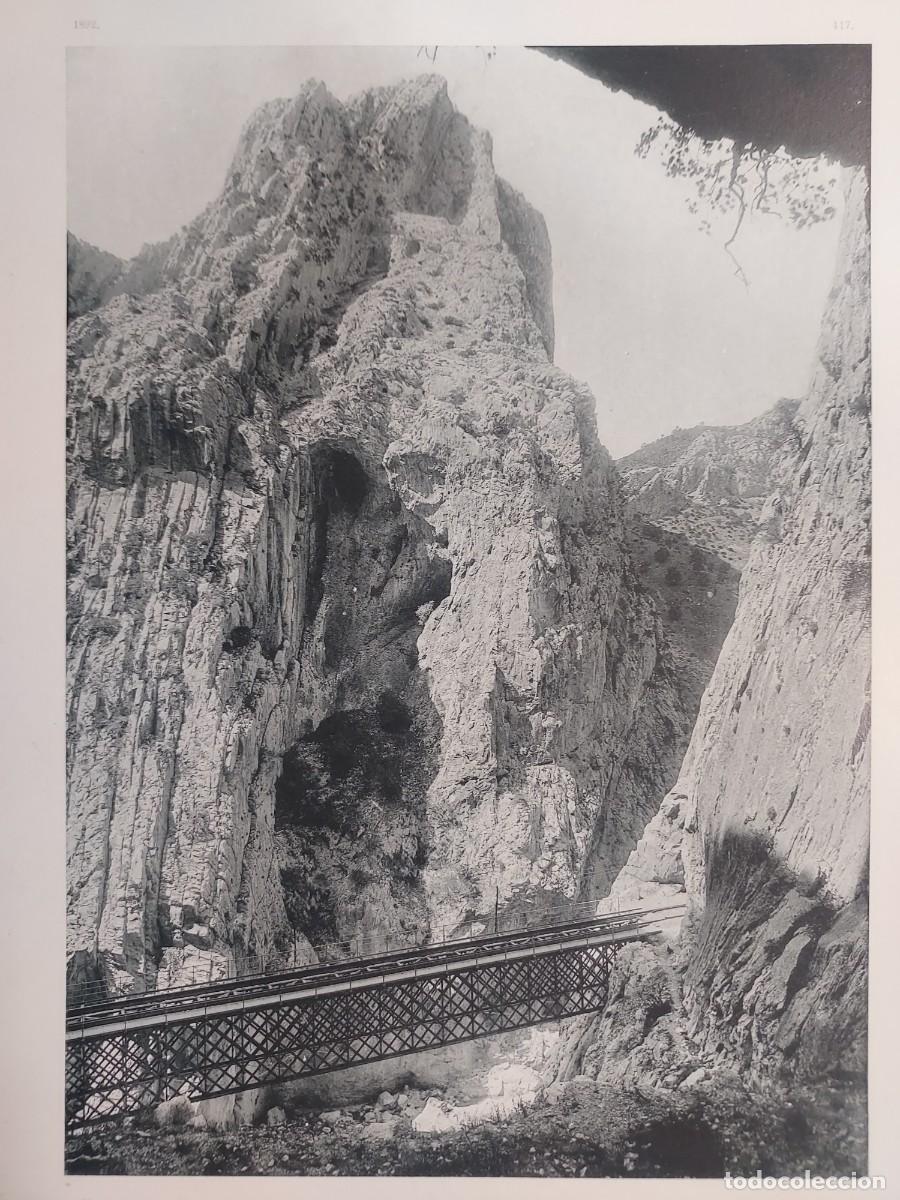 Arte: Fototipia a&ntilde;o 1892: M&Aacute;LAGA. DESFILADEROS DEL CHORRO. Espa&ntilde;a Ilustrada. Hauser Menet. 32x25