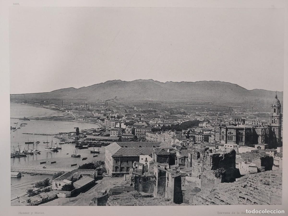 Arte: Fototipia a&ntilde;o 1892: M&Aacute;LAGA. VISTA DESDE EL GIBRALFARO. Espa&ntilde;a Ilustrada. Hauser Menet. 32x25